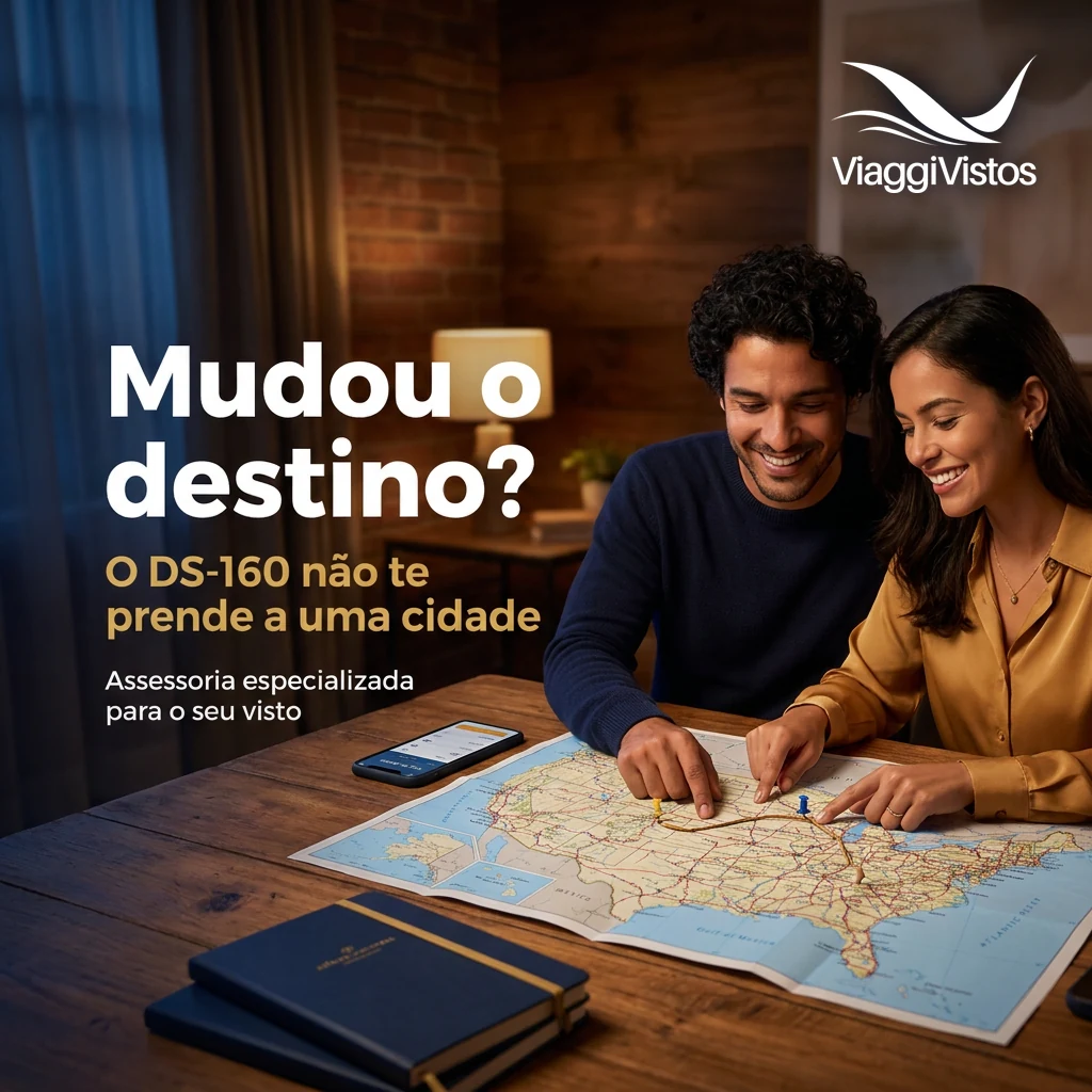Posso viajar para uma cidade diferente da que coloquei no DS-160?