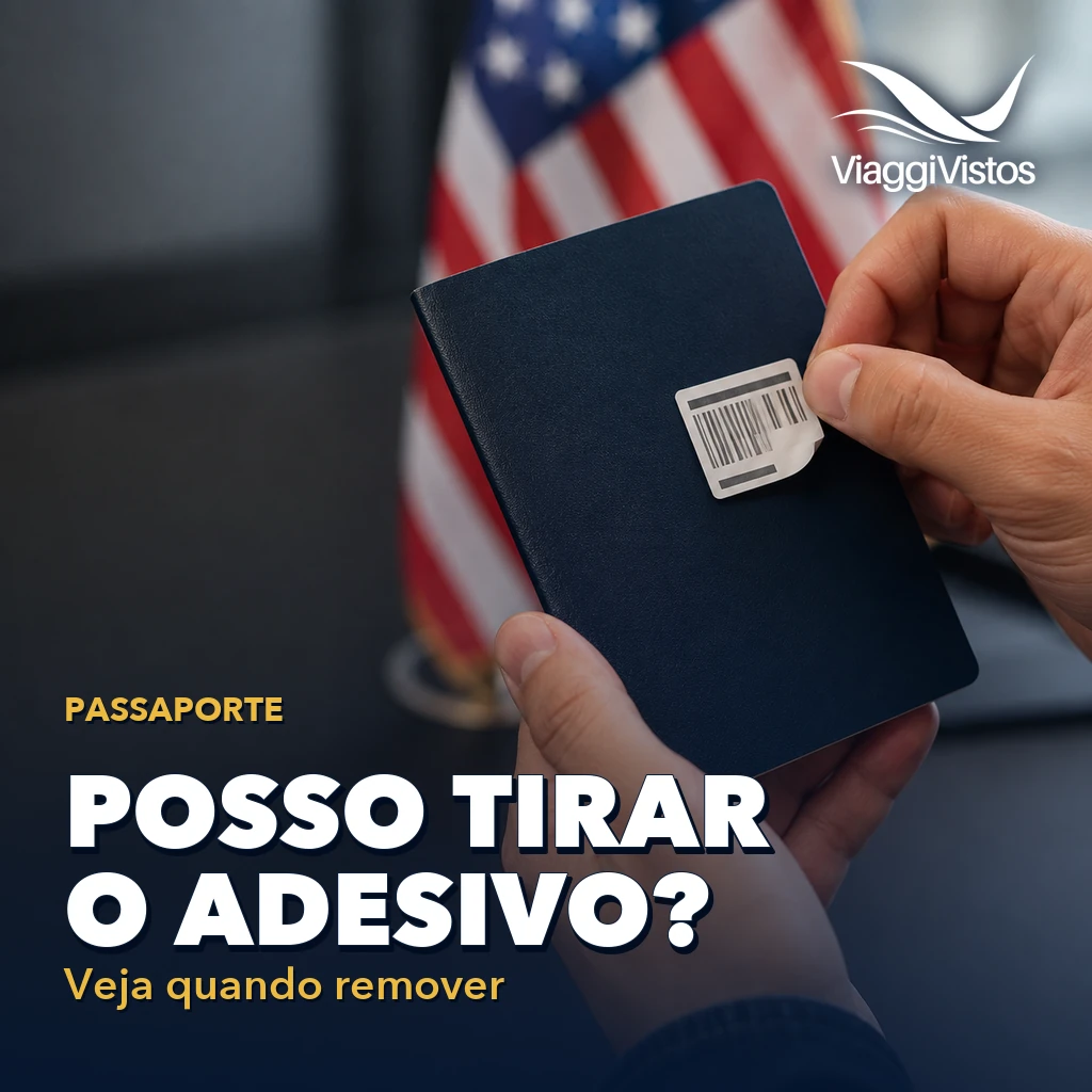 Posso tirar o adesivo atrás do passaporte?