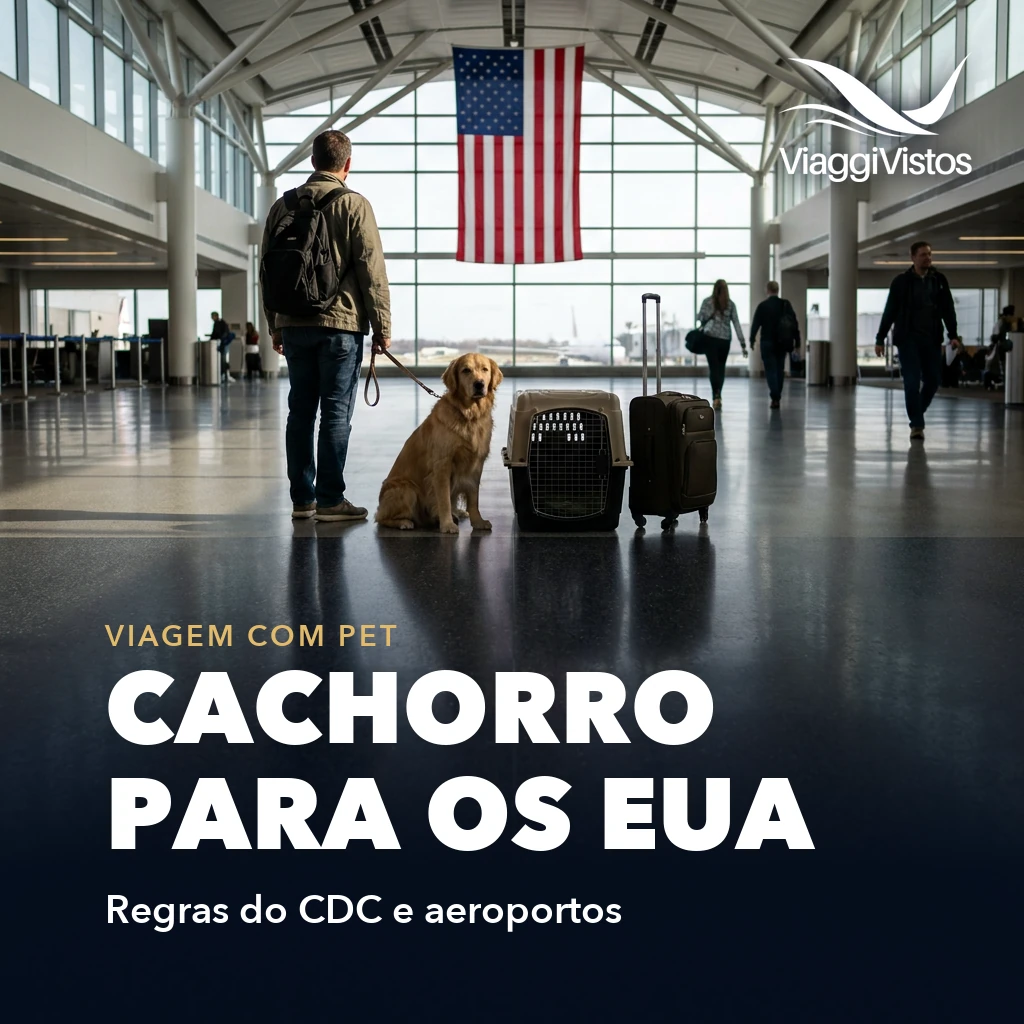 Viajar com cachorro ou gato para os EUA: regras do CDC, documentos e os 8 aeroportos