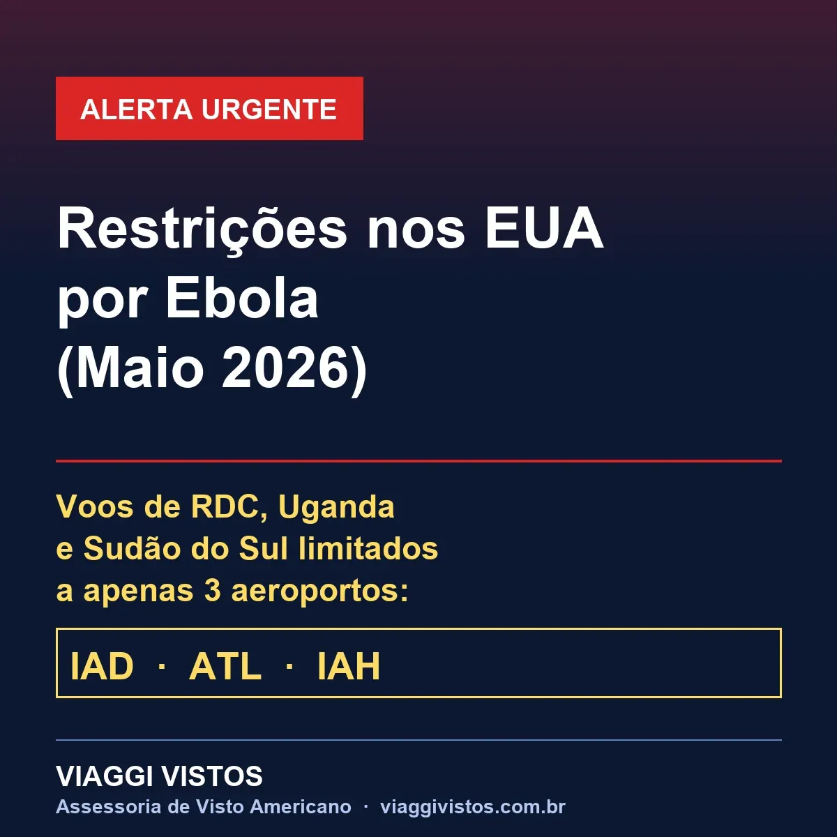 Restrições nos EUA por Ebola: Voos da África Limitados a 3 Aeroportos (Maio 2026)